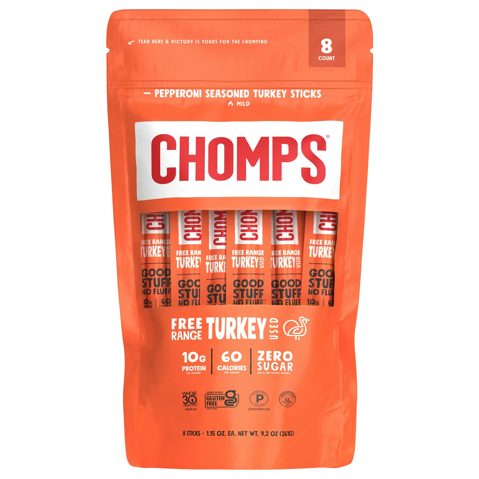 Chomps Turkey Stick Pepperoni 8Pack