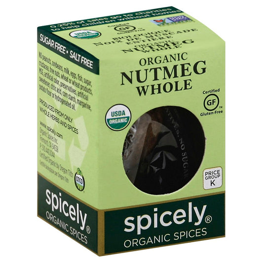 Spicely Organics Spice Nutmeg Whole Box 0.1 Oz Pack of 6
