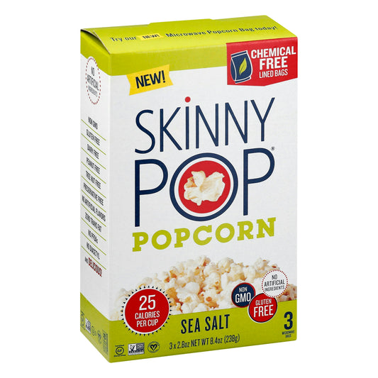 Skinny Pop Popcorn Microwave Sea Salt 8.4 oz (Pack of 12)