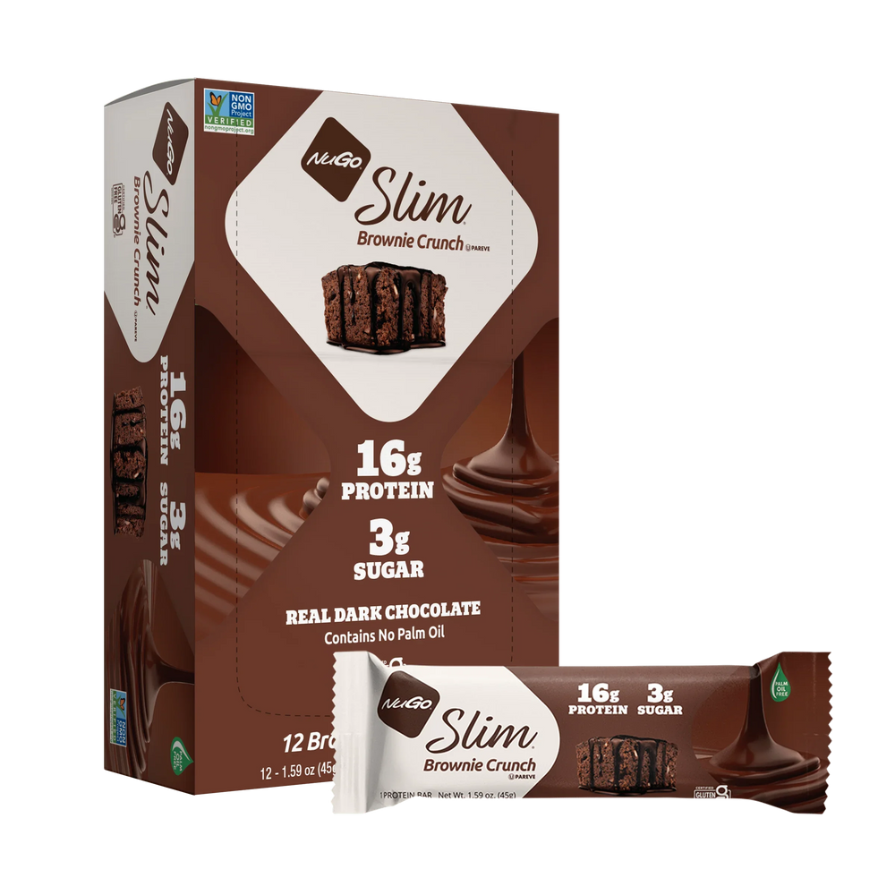 NUGO PROTEIN BA (Pack Of 24) Nugo Protein Bars And Snack Bar Slim Brownie Crunch 1.59 Oz - 2 Boxes of 12 each
