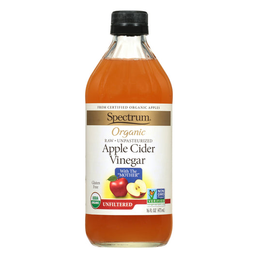 Spectrum Naturals Apple Cider Vinegar Unfiltered Organic 16 Oz Pack of 6