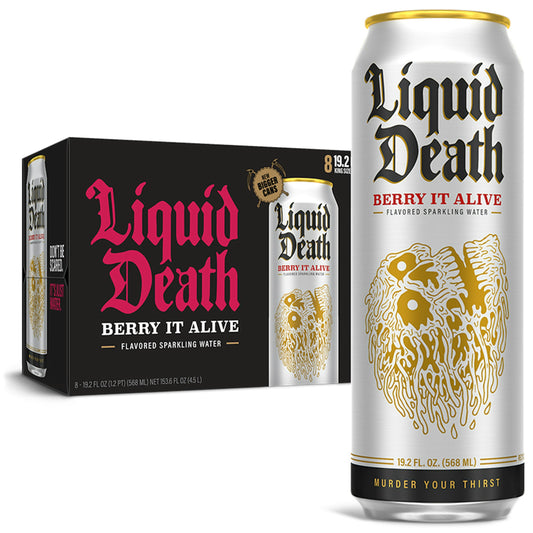 Liquid Death Water Sparkling Berry It Alive 153.6 Fo Pack of 3