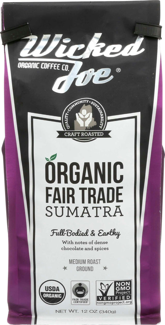 Wicked Joe Organic Sumatra Ground Coffee 12 Oz Pack of 6