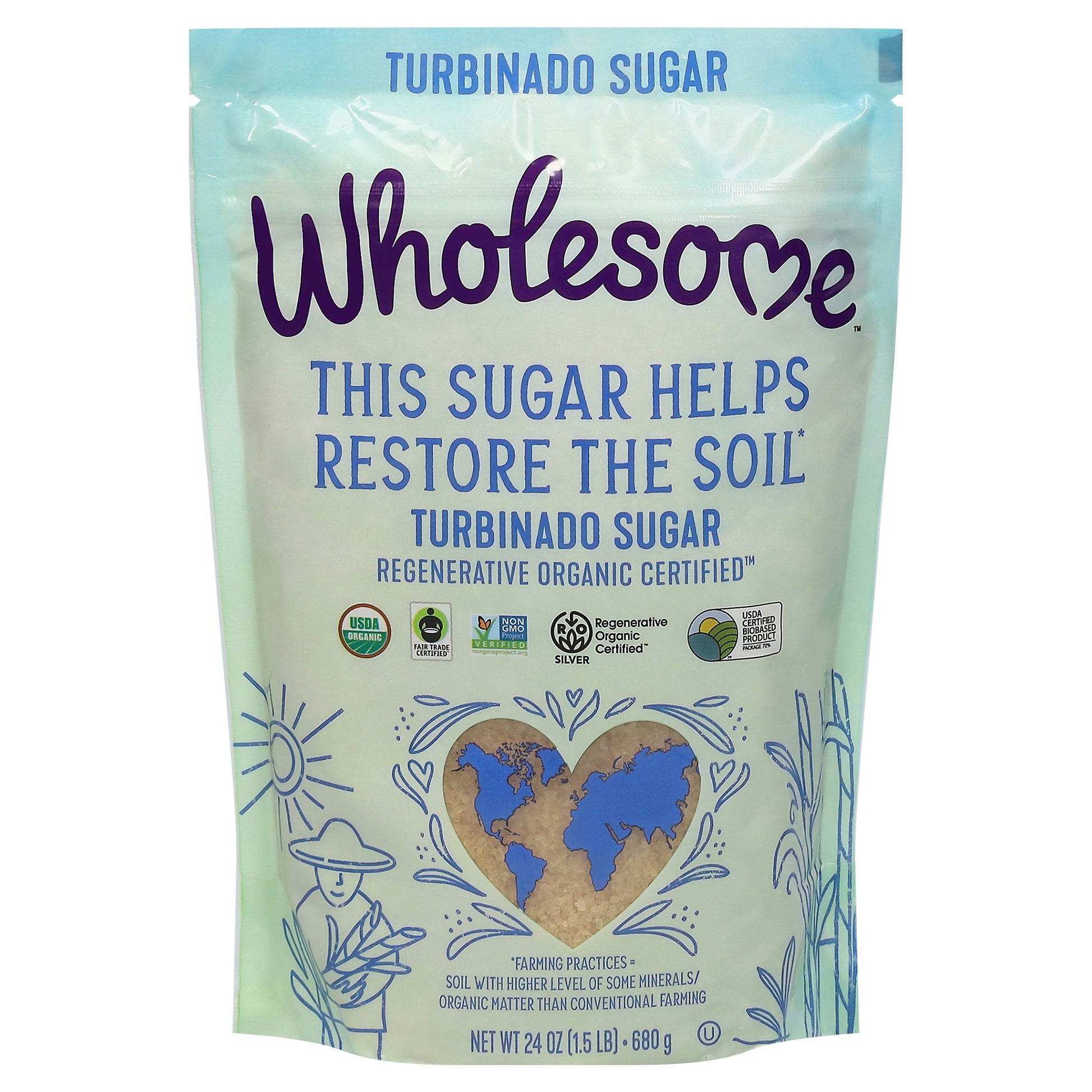 Wholesome Sugar Turbinado Regenerative Organic 24 oz (Pack of 12)