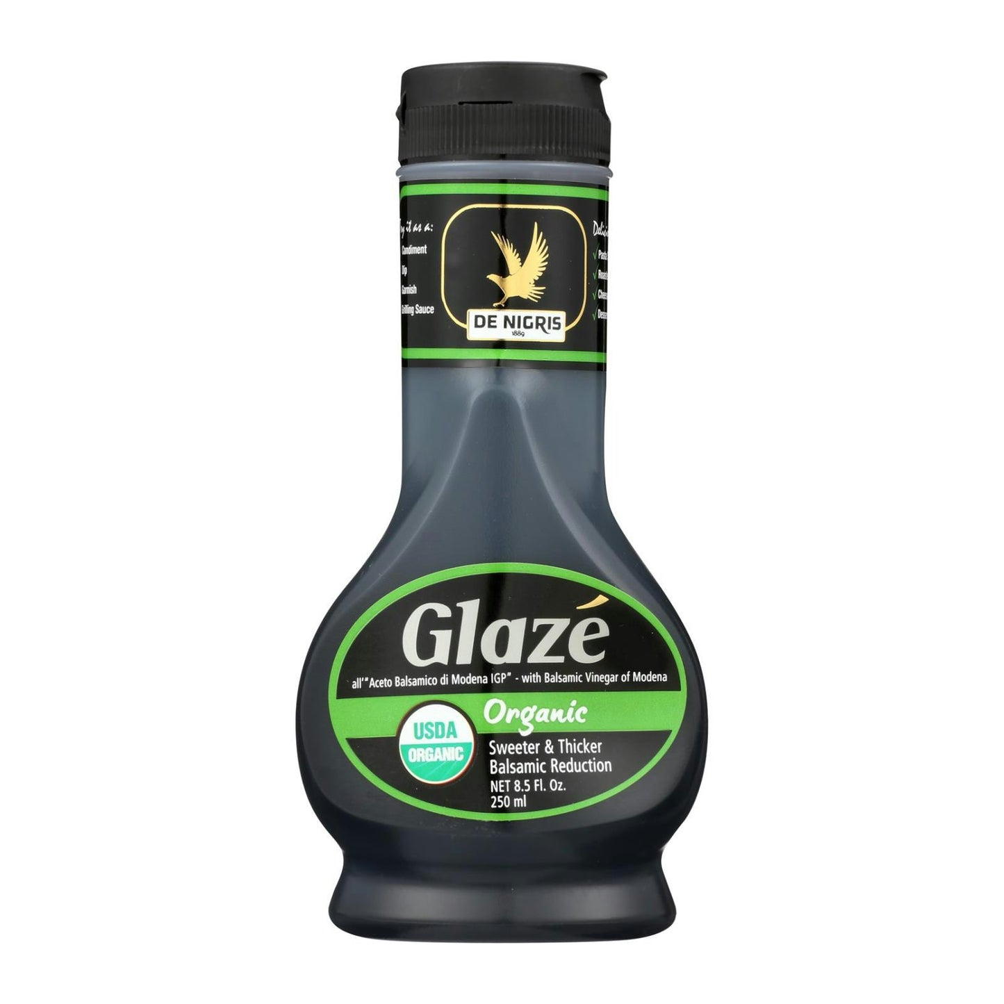 De Nigris Glaze Organic Balsamic - 8.5 Fl. oz (Pack of 6)