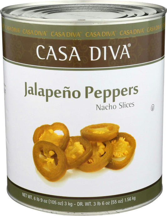 Casa Diva Pepper Jalapenos Sliced 105 Oz Pack of 6