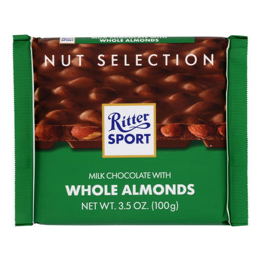 Ritter Sport Chocolate Bar - Milk Chocolate - Whole Almonds - 3.5 oz Bars (Pack of 11)