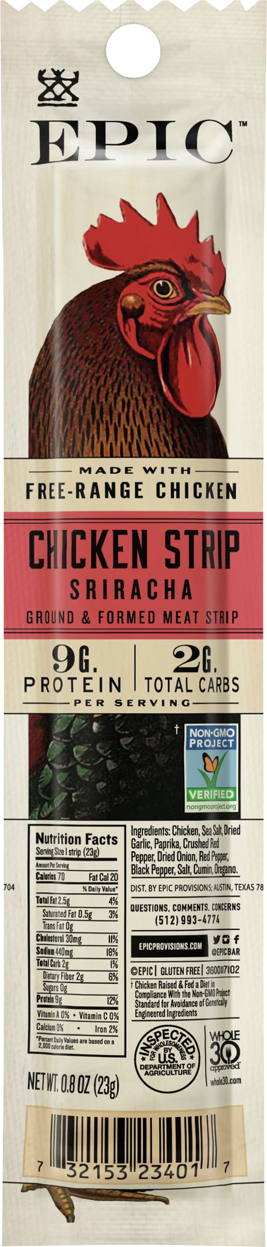 Epic Jerky Chicken Sriracha 0.8 Oz (Pack of 20)