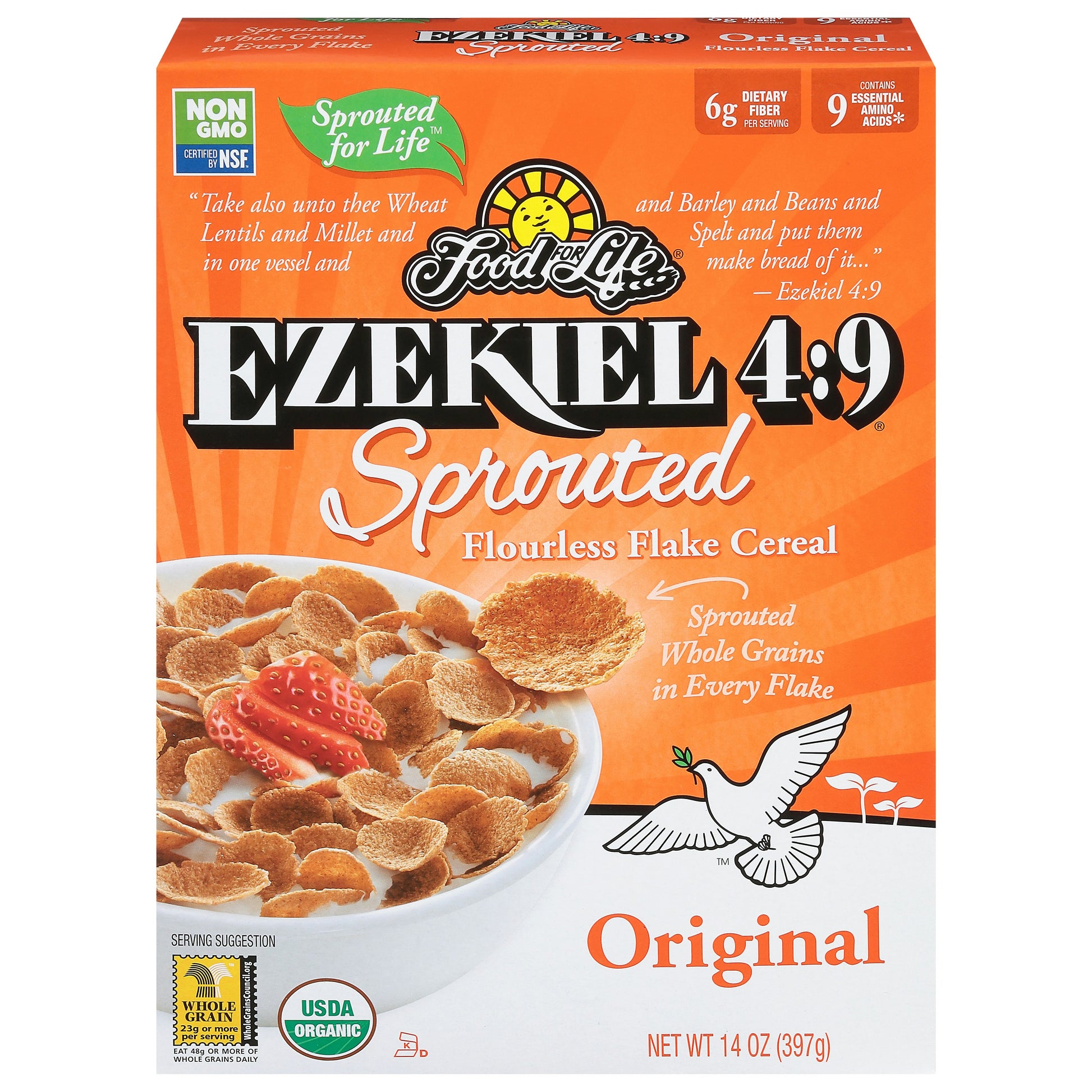 Food For Life Cereal Flaked Sprouted Organic 14 Oz (Pack of 6)