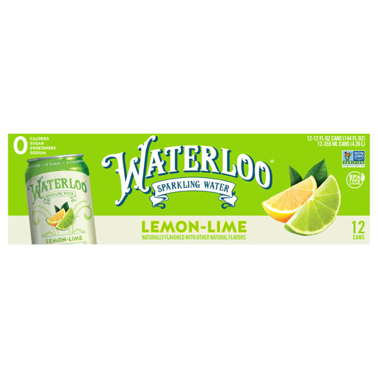 Waterloo Sparkling Water Lemon Lime 144 FO (Pack of 2)