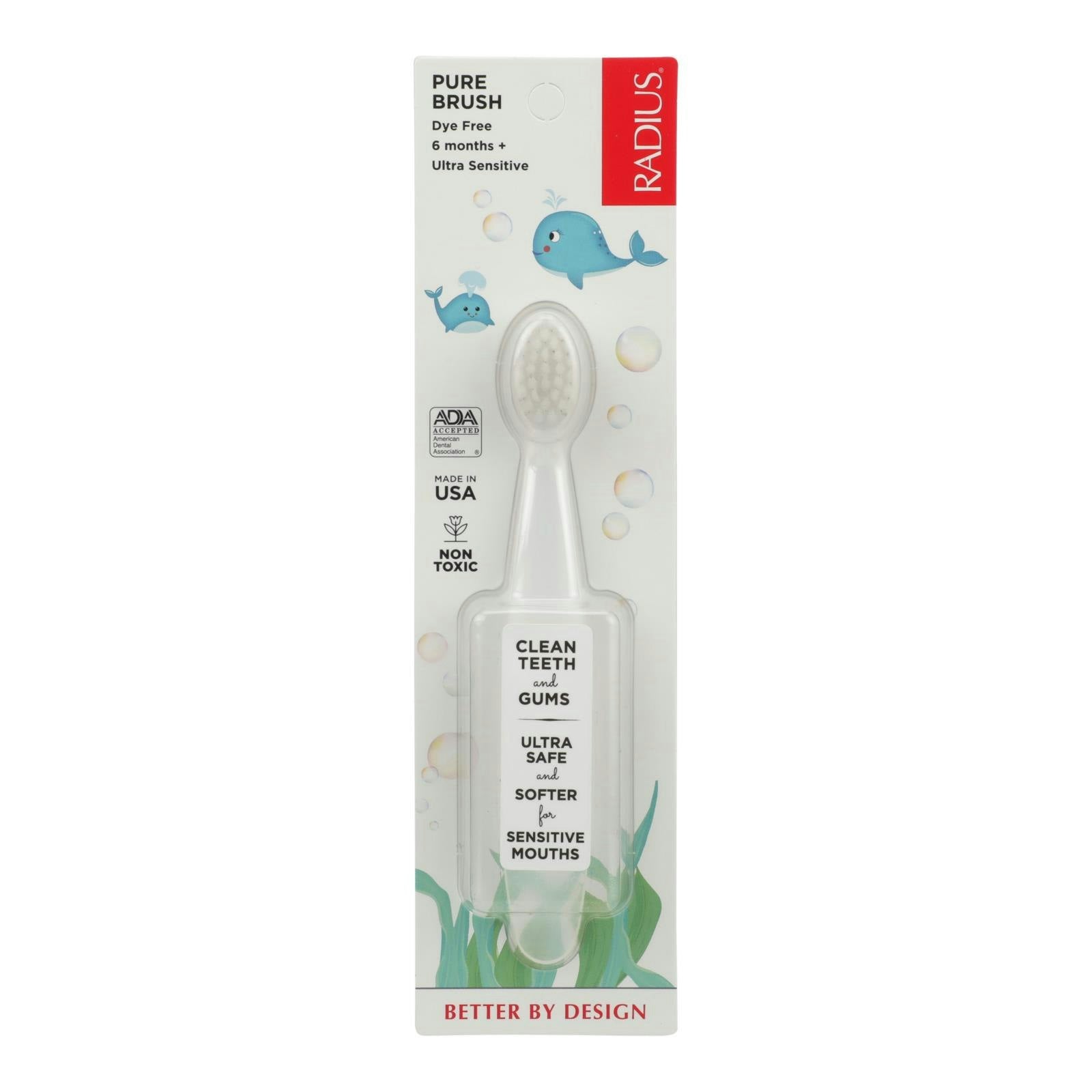 Radius - Pure Baby Toothbrush 6-18 Months - Ultra Soft (Pack of 6)