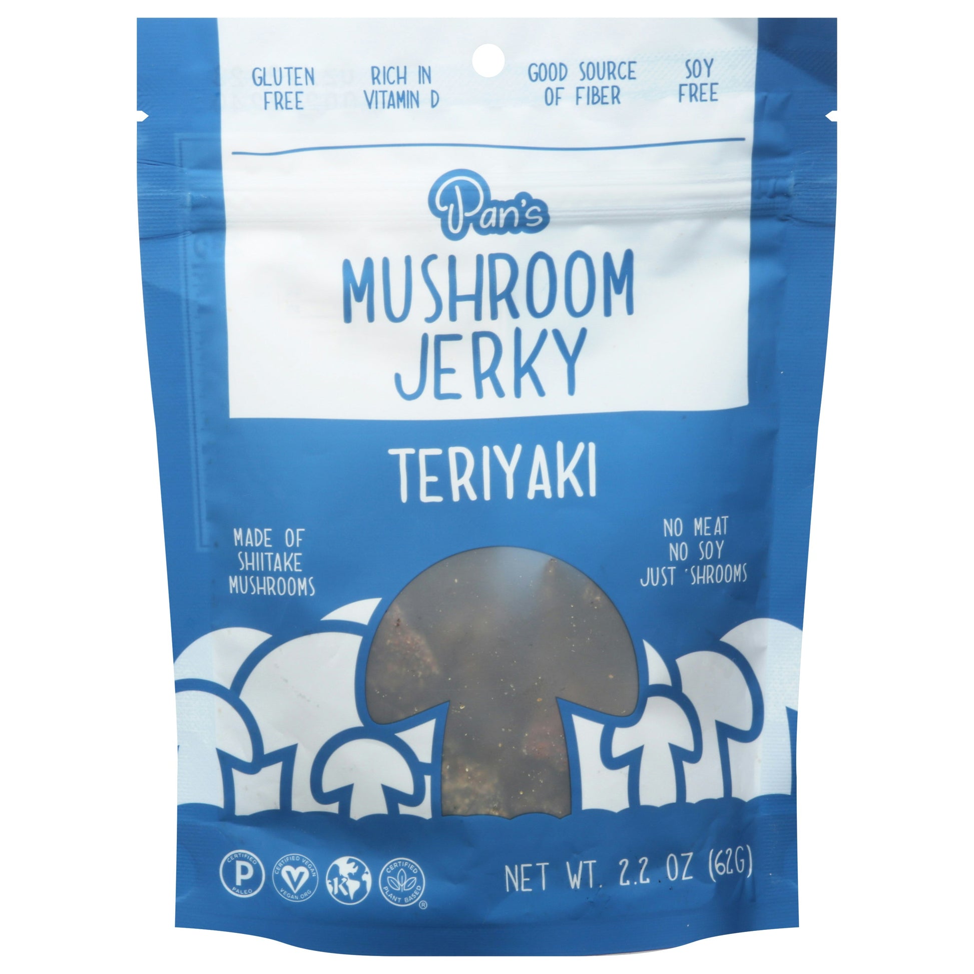 Pans Jerky Mushroom Teriyaki 2.2 Oz (Pack of 6)