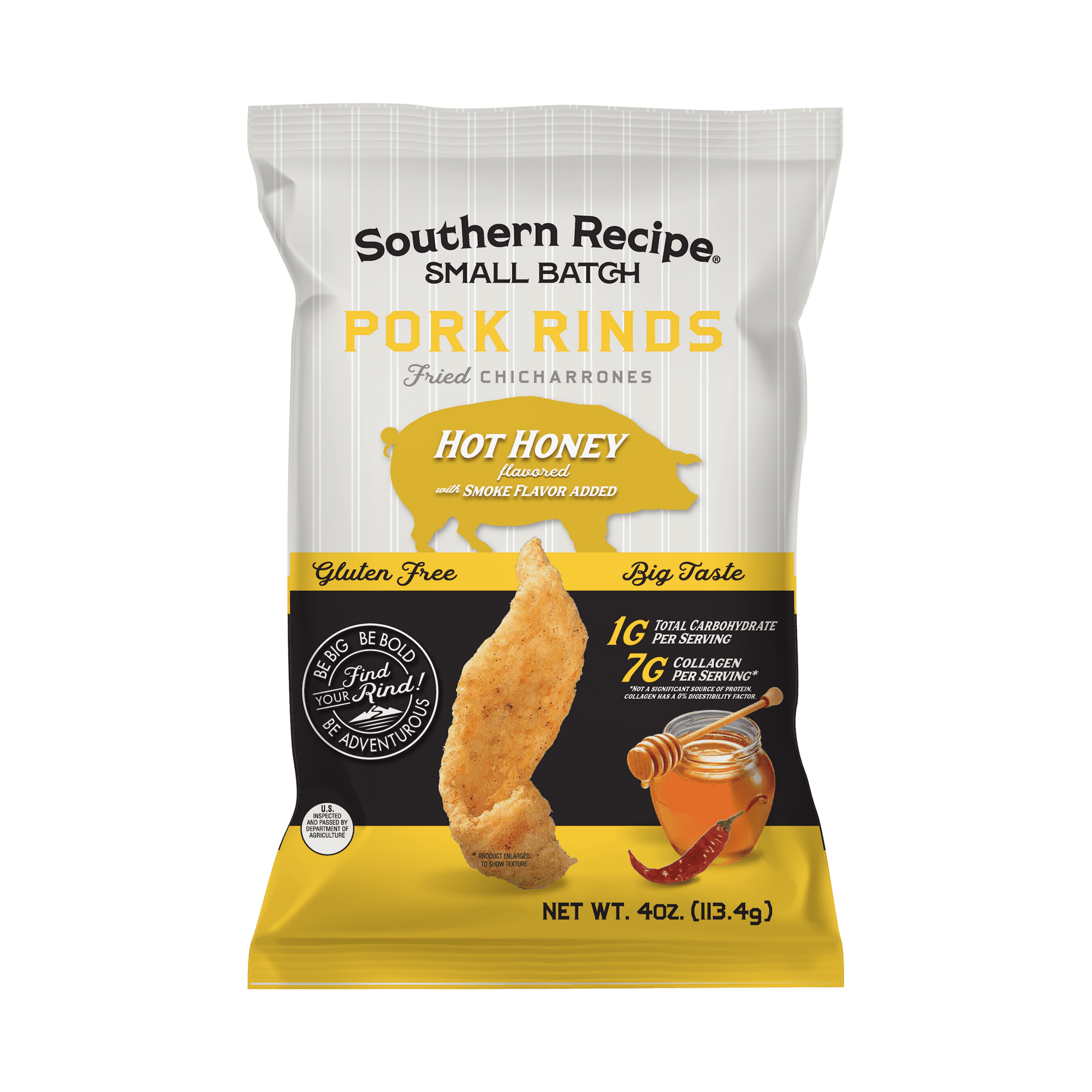 SOUTHERN RECIPE (Pack Of 12) Southern Recipe Small Batch Pork Rinds Hot Honey 4 Oz