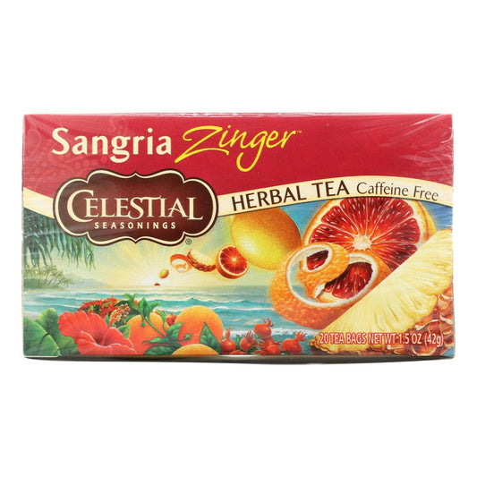 Celestial Seasonings Herbal Tea Caffeine Free Sangria Zinger Caffeine Free 20 Bg Pack of 6