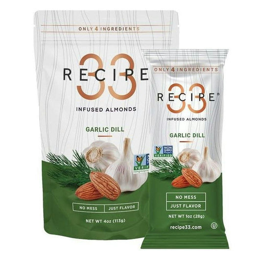 Recipe 33 Garlic Dill Infused Almonds - 4 Ounce (Pack of 6)