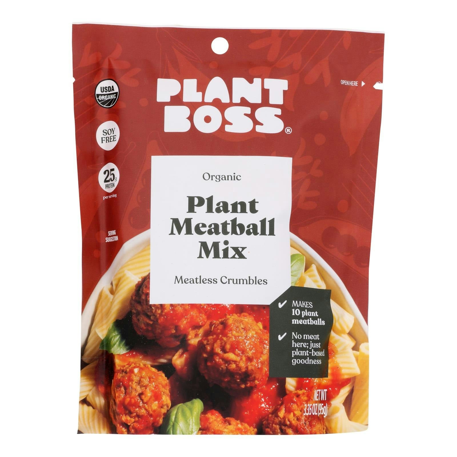 Plant Boss - Meatless Crumbles Plant Meatball Mix Organic - 3.35 Oz (Pack of 6)