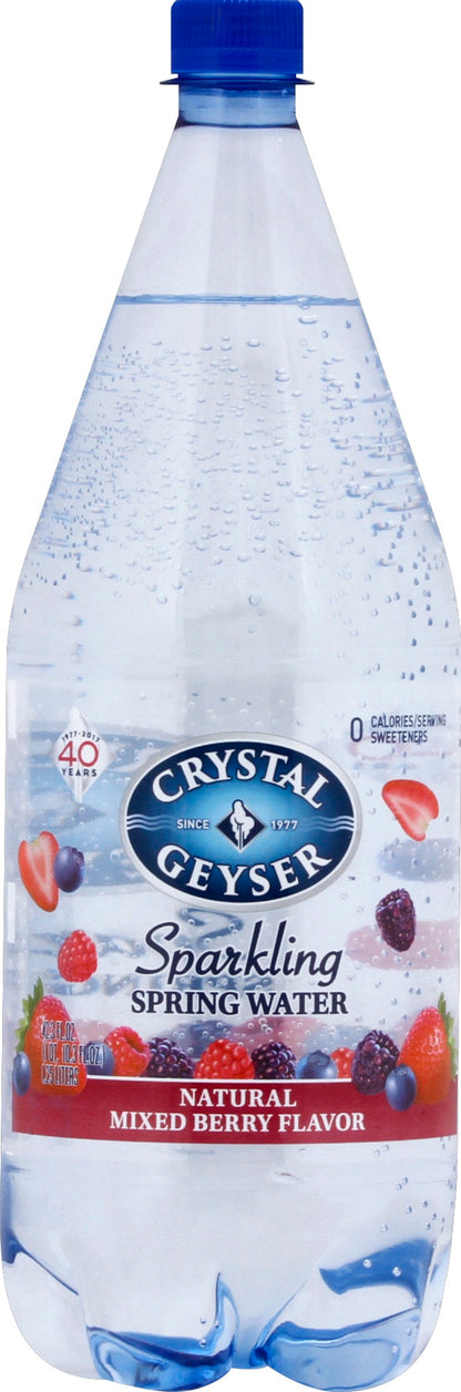 Crystal Geyser Spring Water Sparkling Mixed Berry - 1.25 Liter (Pack of 12)