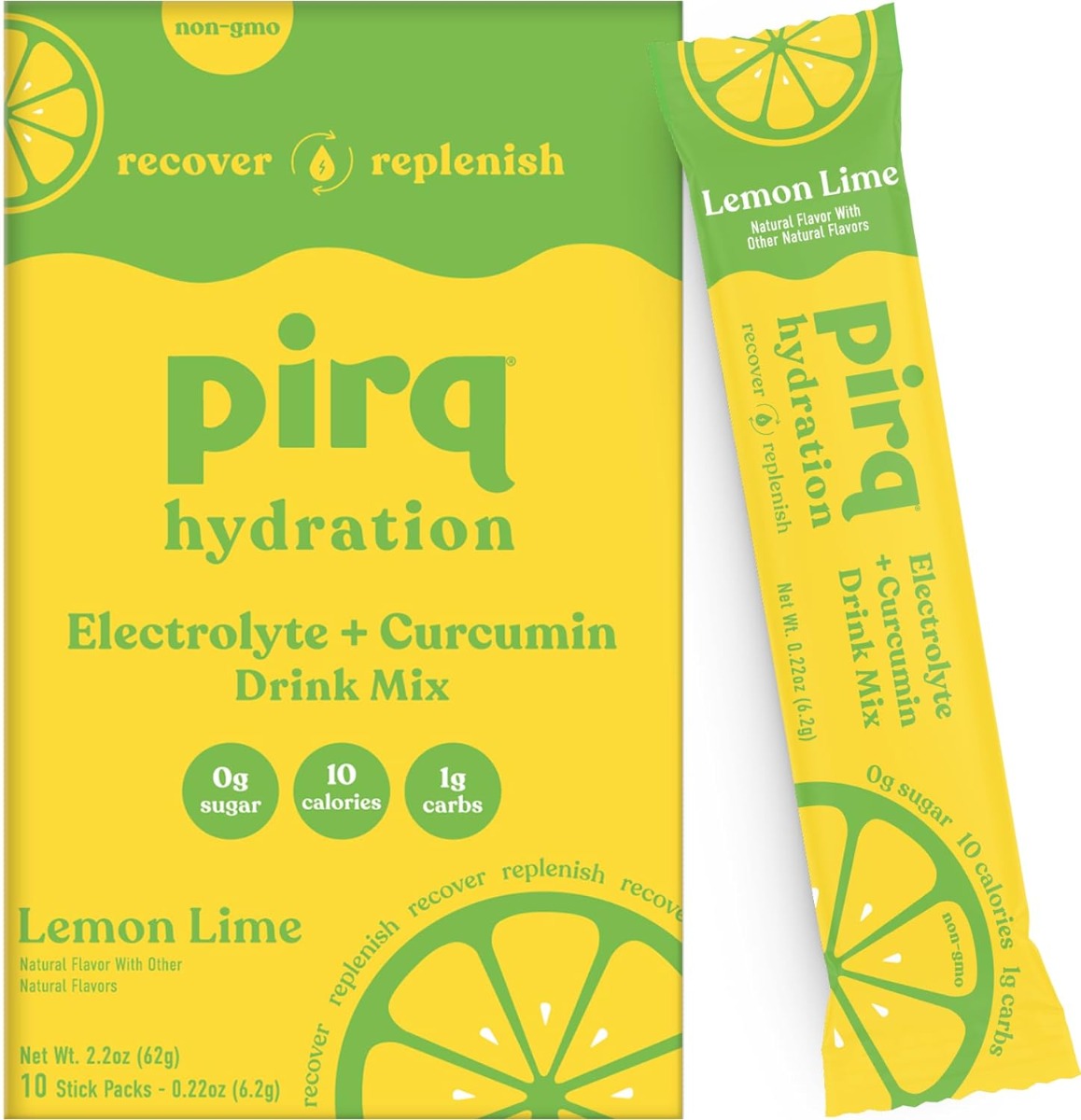 PIRQ (Pack of 8) Pirq Hydration Lemon Flavor Electrolyte Drink Mix 10 Pack