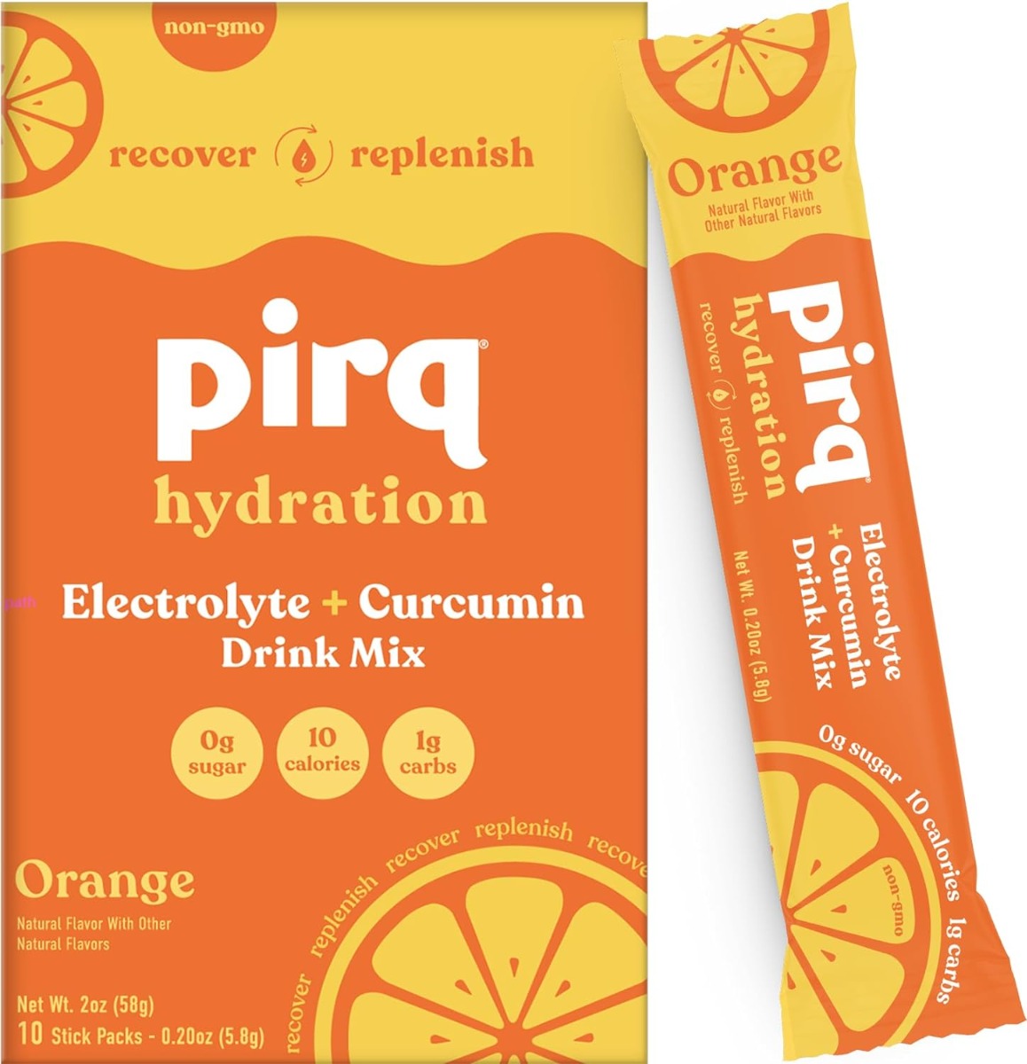 PIRQ (Pack of 8) Pirq Hydration Orange Performance Beverage Electrolyte 10 Pack