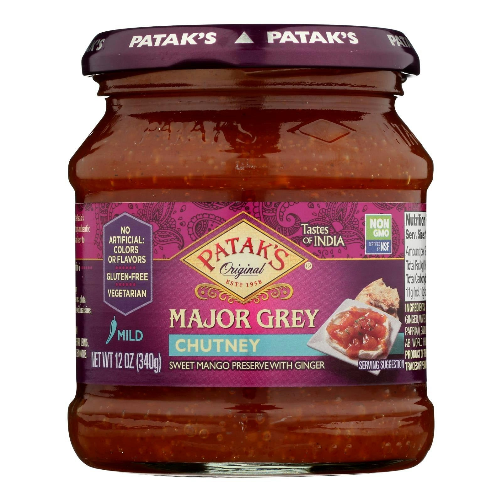 Patak's Chutney - Major Grey - Mild - 12 oz (Pack of 6)