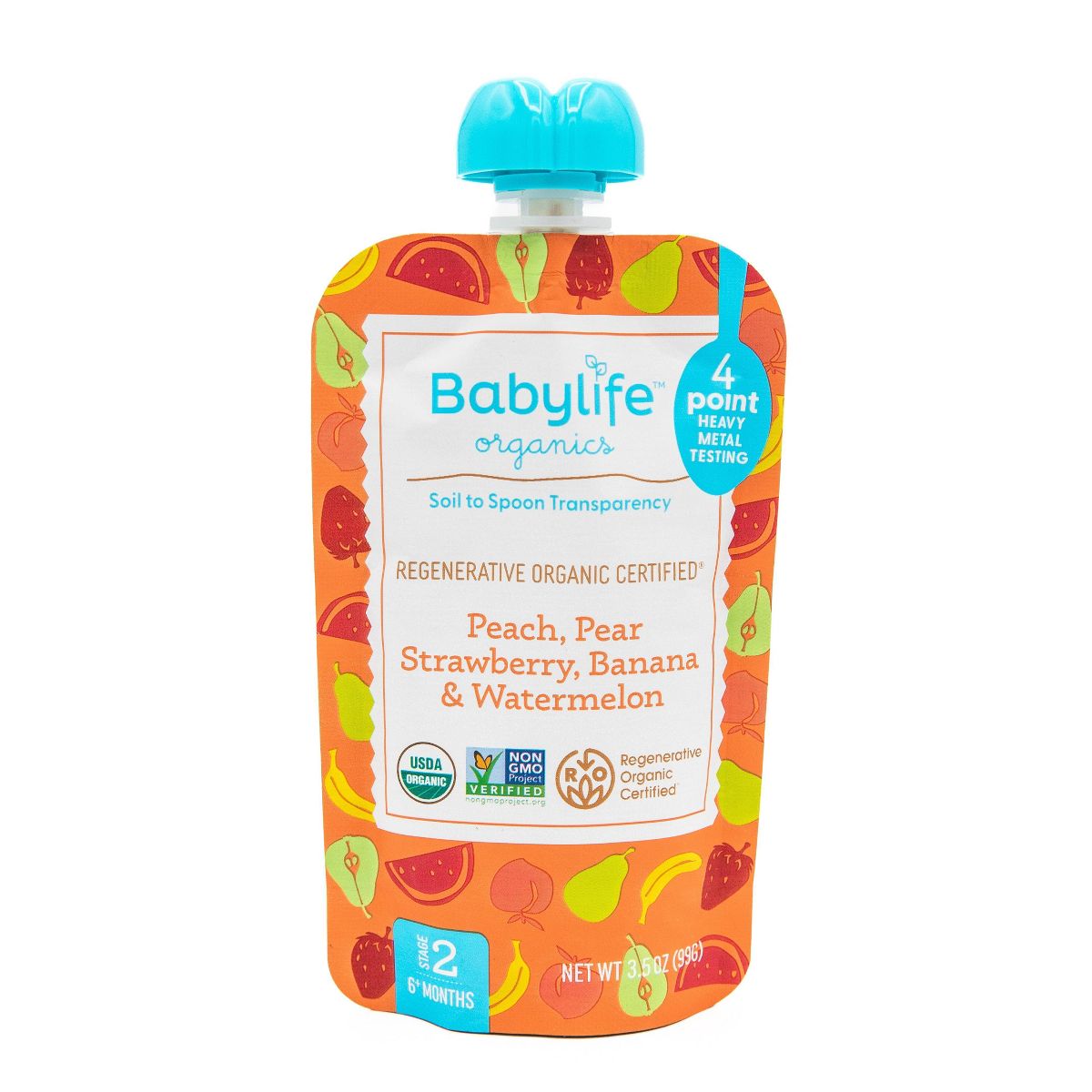 BABYLIFE (Pack of 24) Babylife Pouch Baby Food Puree Prune Strawberry Banana Water 3.5 Oz