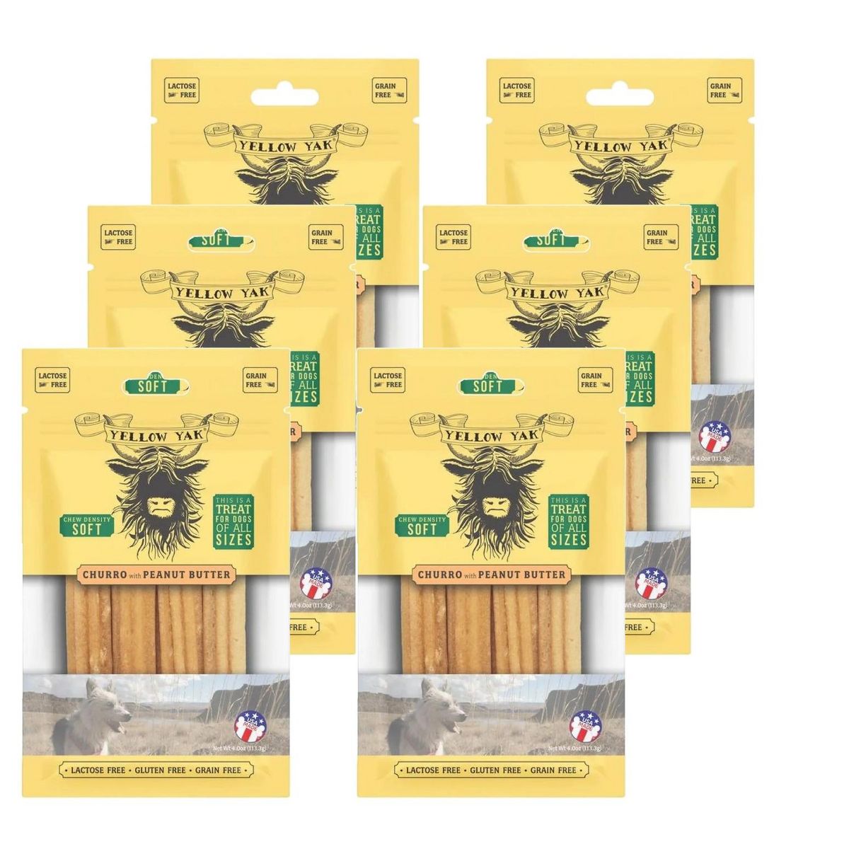 Yellow Yak Treat Dog Churro Peanut Butter