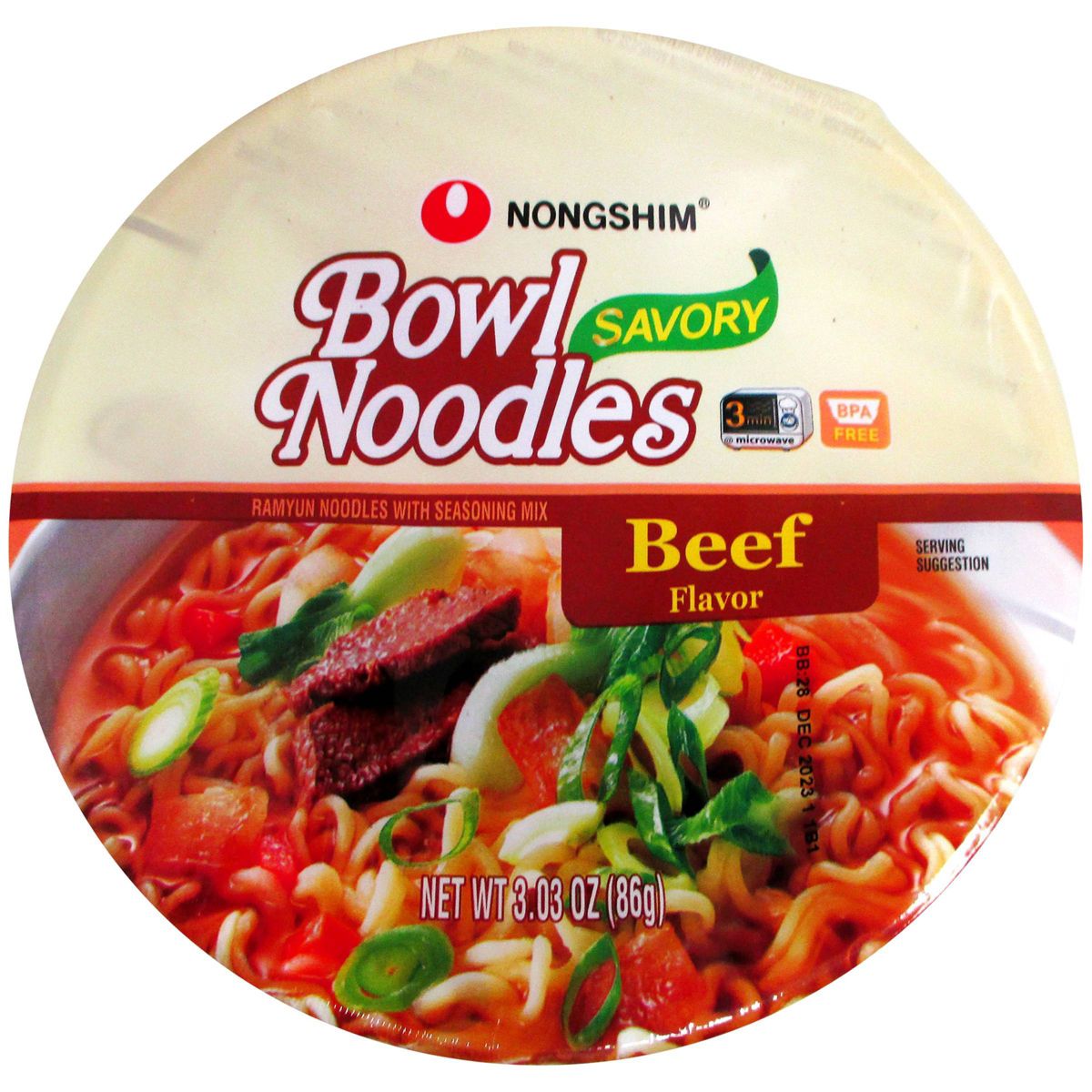 NONG SHIM (Pack Of 24) Nong Shim Soup Bowl Noodle Savory Bee 3.03 Oz