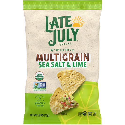 Late July Chip Multigrain Sea Salt Lime 7.5 oz (Pack of 12)