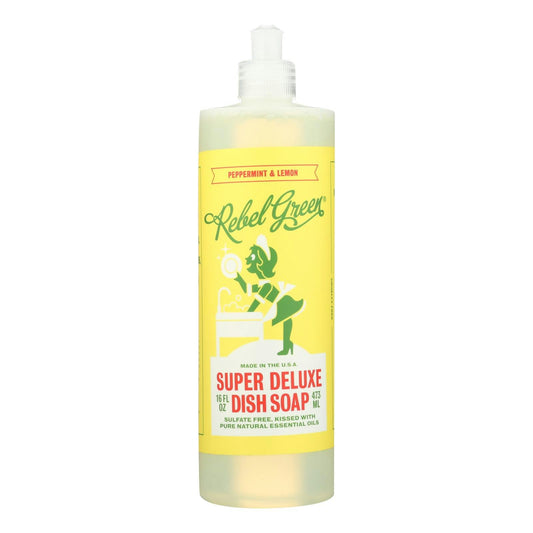 Rebel Green Dish Soap - Peppermint and Lemon - Deluxe 16 fl. oz (Pack of 4)