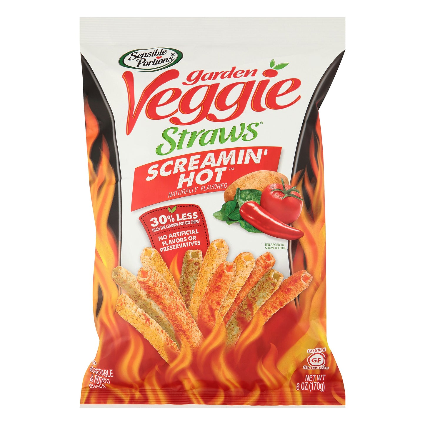 Sensible Portions Straws Veggie Screaming Hot 6 oz (Pack of 6)