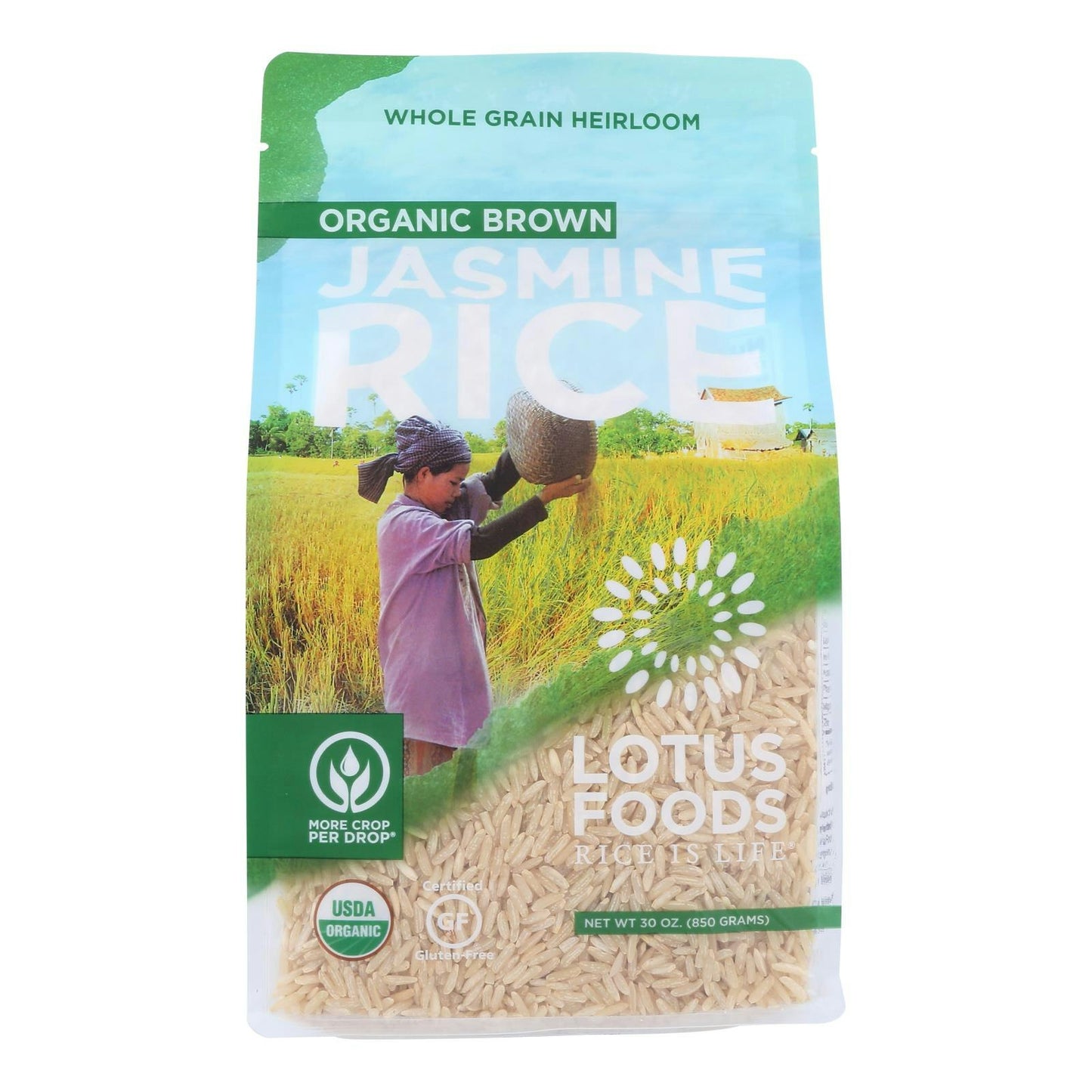 Lotus Foods Organic - Rice - Brown - Jasmine 30 oz (Pack of 6)