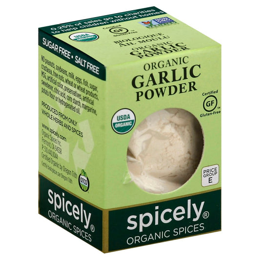 Spicely Organics Spice Garlic Powder Box 0.4 Oz Pack of 6