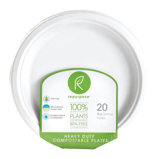 Repurpose Compostable Bagasse Plates 20 Count (Pack of 12)