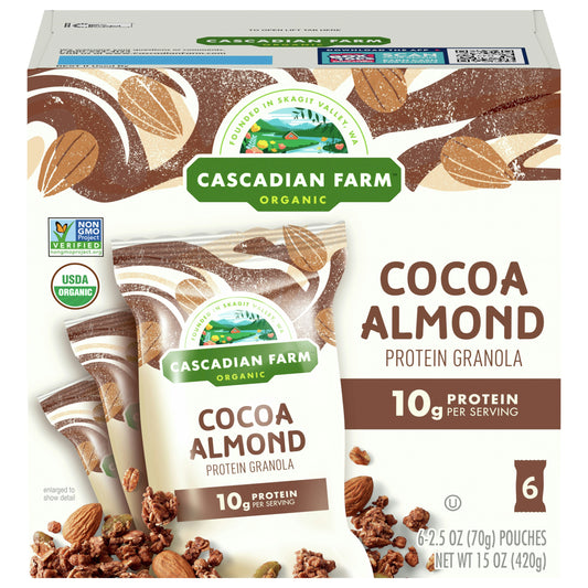Cascadian Farm Cocoa Almond Protein Granola 15 oz (Pack of 3)