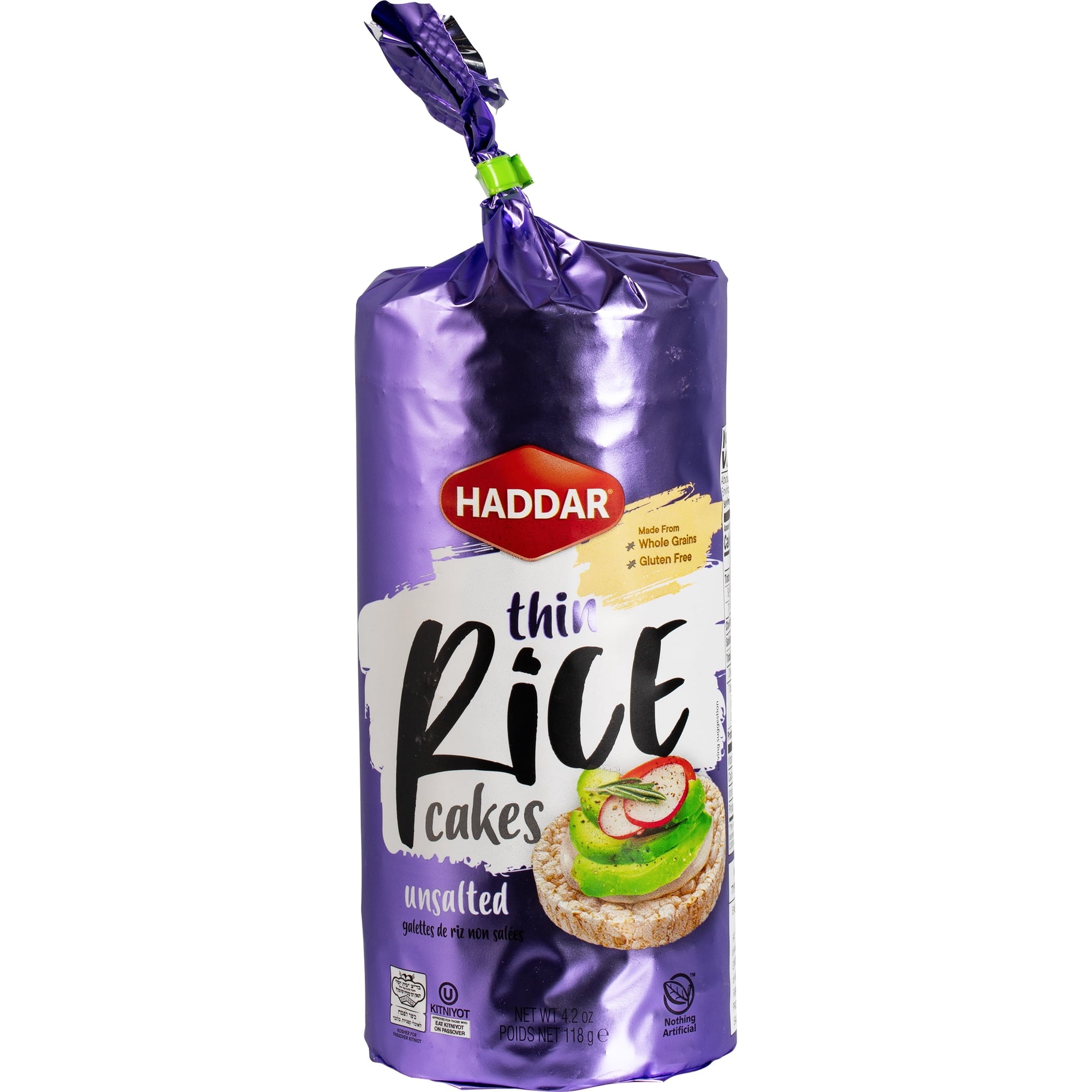 HADDAR (Pack of 24) Haddar Rice Multigrain Unsalted Kosher Cake Chips 4.2 Oz