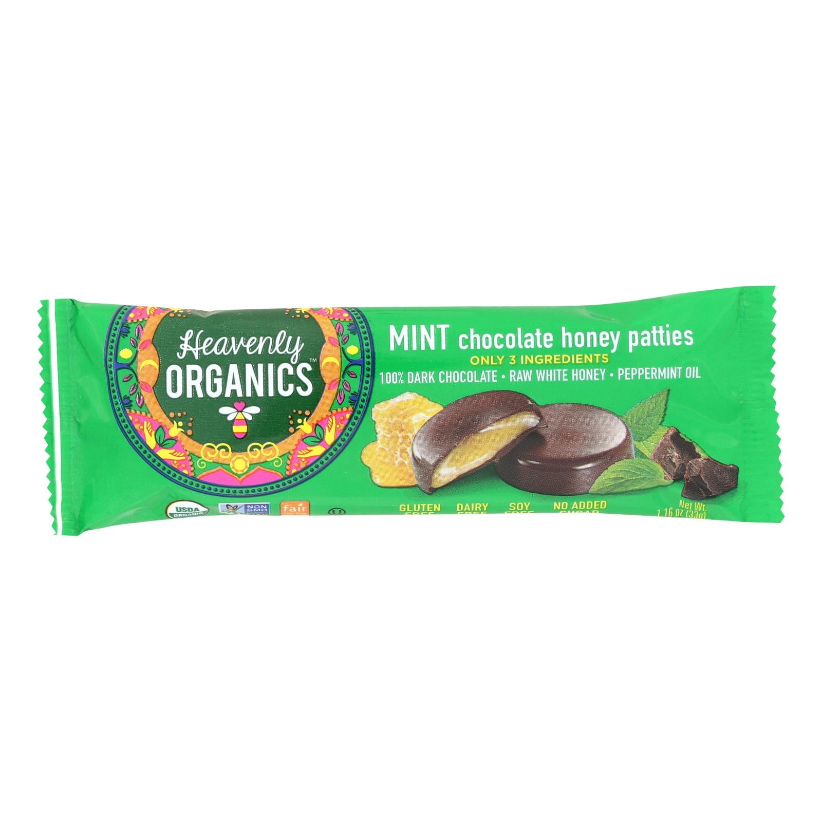 HEAVENLY ORGANI (Pack of 32) Heavenly Organics Honey Patty Chocolate Mint Organic 1.2 Oz