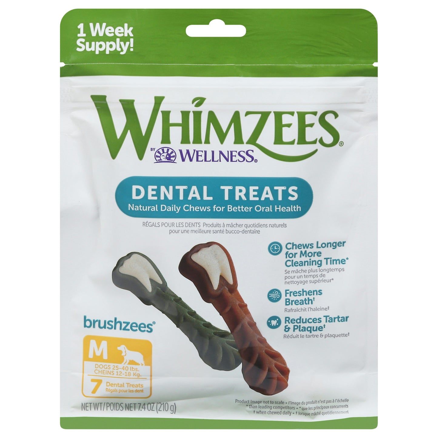 Whimzees Brushzees Daily Medium 7.4 Oz Pack of 4