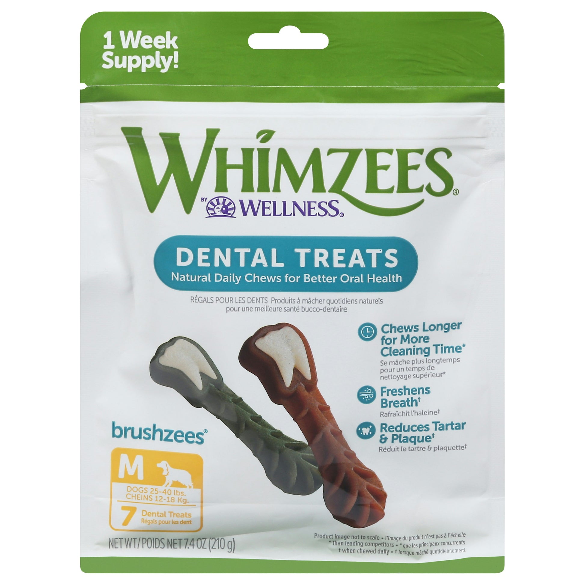 Whimzees Brushzees Daily Medium 7.4 Oz Pack of 4