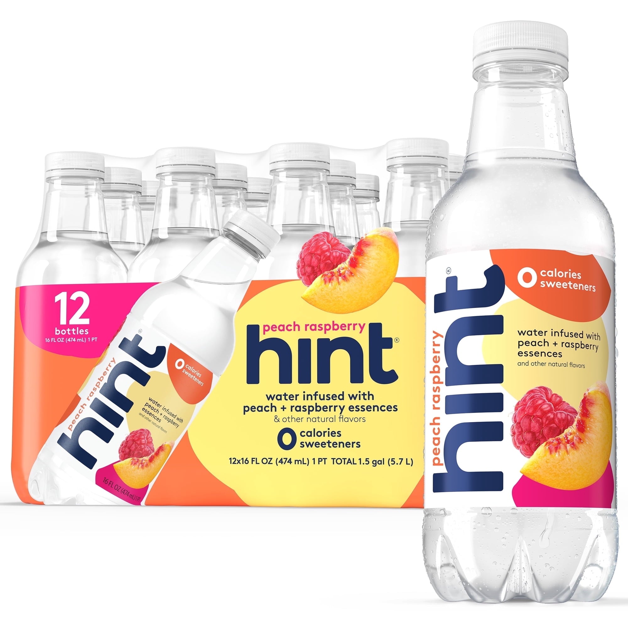HINT (Pack of 24) Hint Water Peach & Raspberry 16 Fl Oz