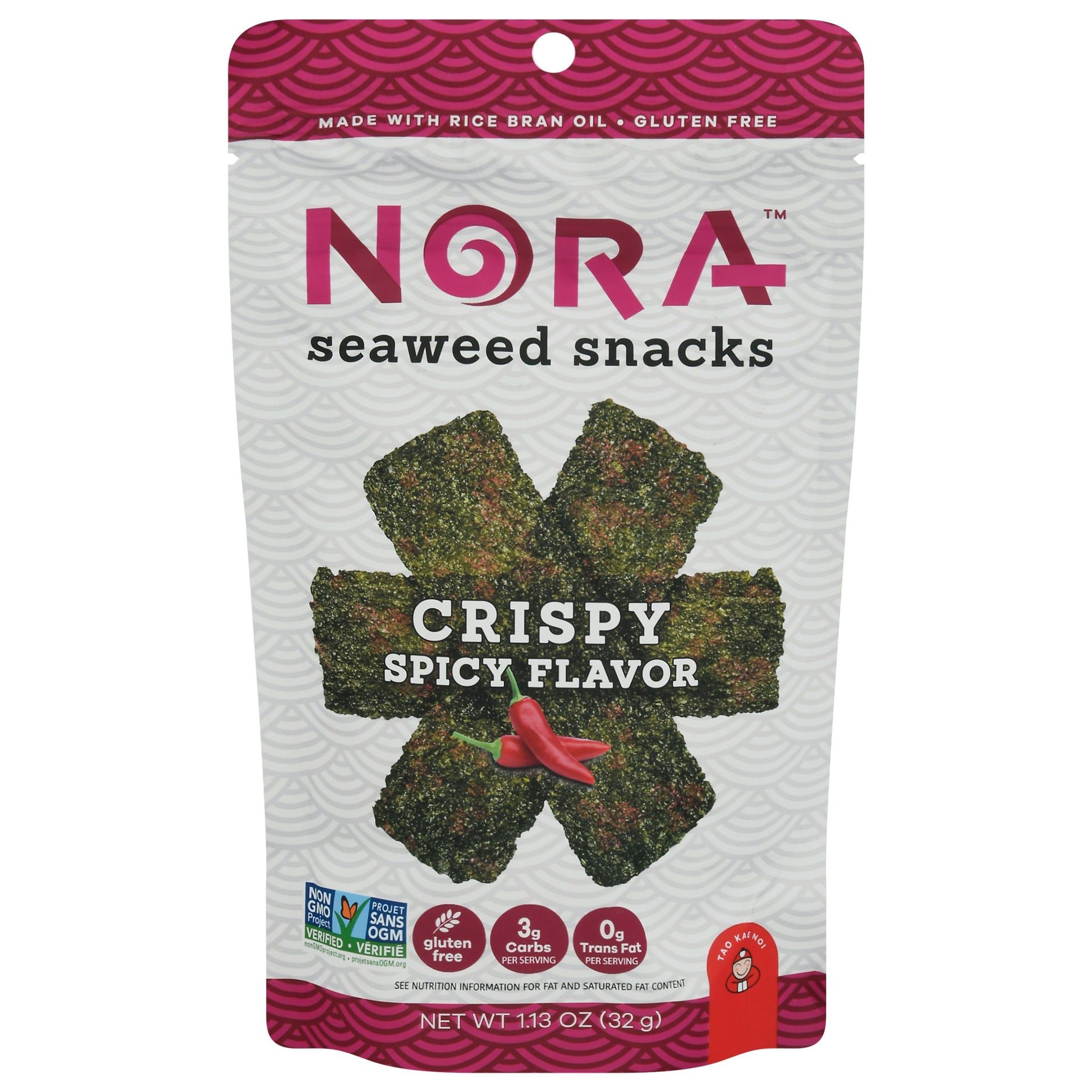 Nora Snacks Seaweed Crispy Spicy 1.13 Oz Pack of 12