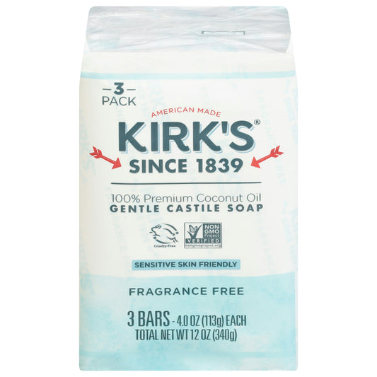 Kirks Soap Bar Fragance Free 12 Oz (Pack of 6)