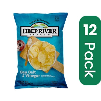 Deep River Chips Kettle Sea Salt Vinegar 8 Oz (Pack Of 12)