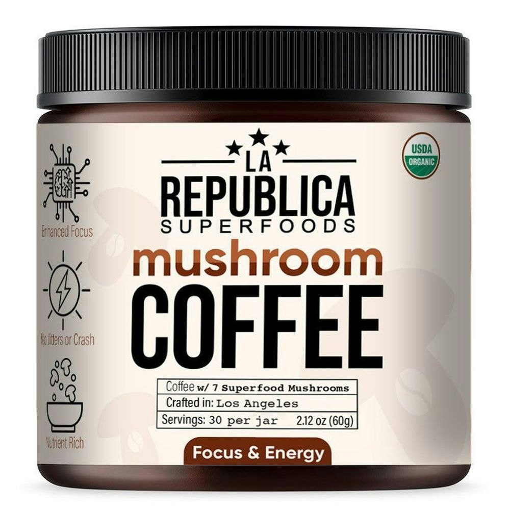 La Republica Organic Mushroom Coffee with 7 Superfood Mushrooms 2.12 Oz Pack of 6