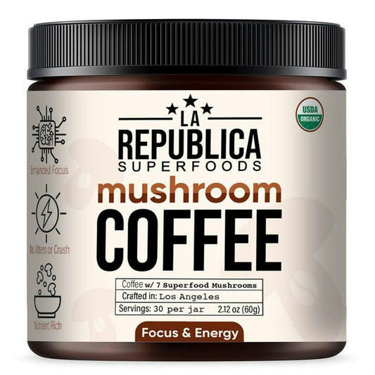 La Republica Organic Mushroom Coffee with 7 Superfood Mushrooms 2.12 Oz Pack of 6