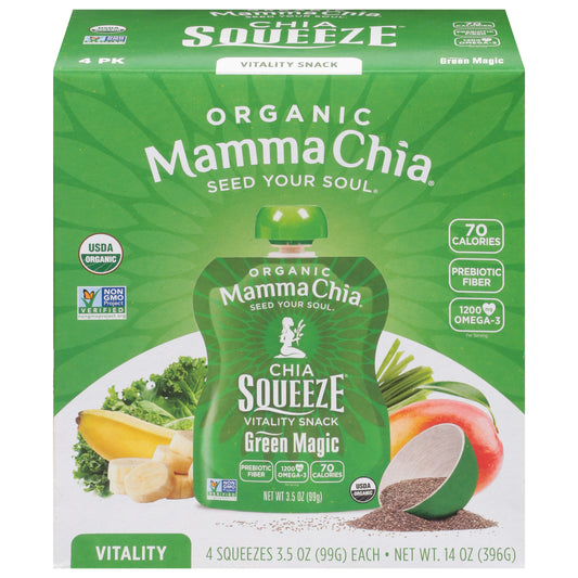 Mammachia Chia Squeeze Green Magic Organic 4 Pc (Pack of 6)