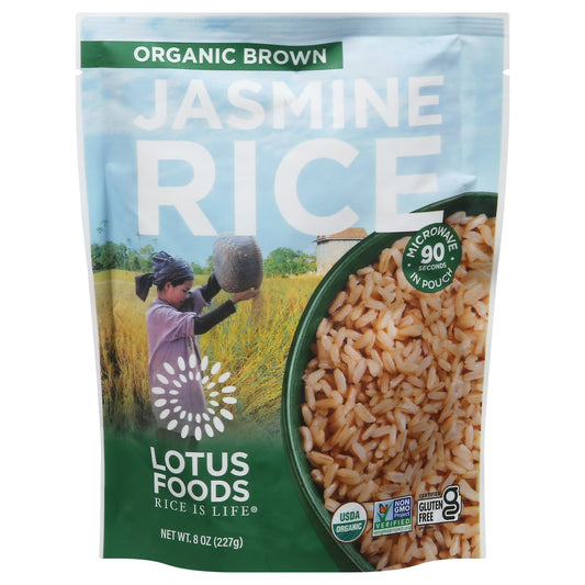 Lotus Foods Rice Jasmine Brown Organic 8 oz (Pack of 6)