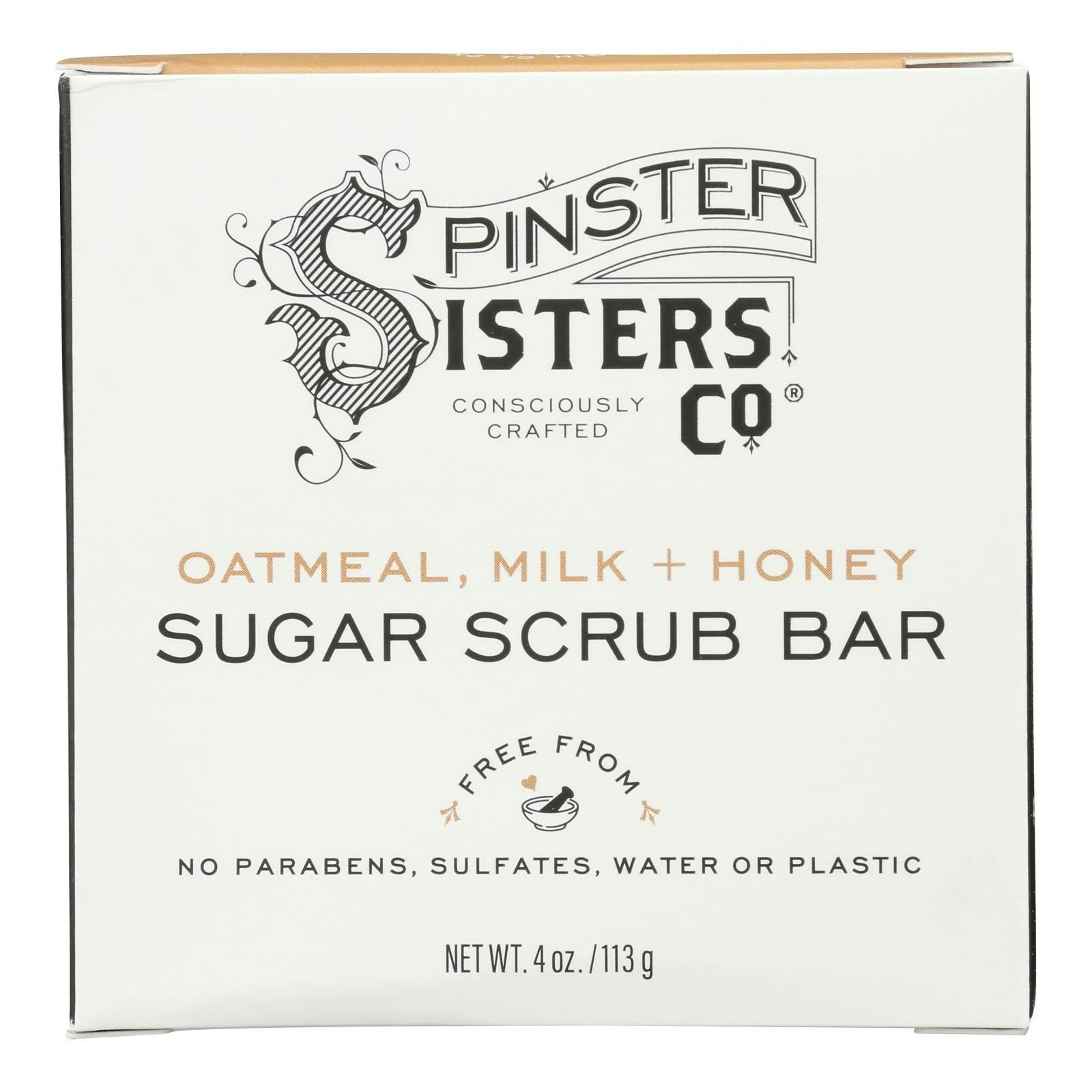 Spinster Sisters Co Bar Sugar Scrub Oatmeal Milk Honey 4 Oz