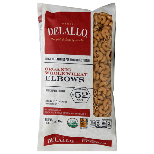 Delallo Pasta Whole Wheat Elbows 16 Oz Pack of 12