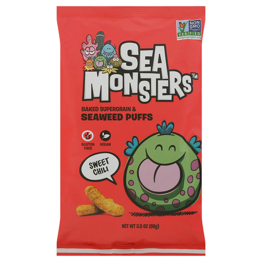 Sea Monsters Seaweed Puff Sweet Chili 3.5 Oz (Pack of 8)