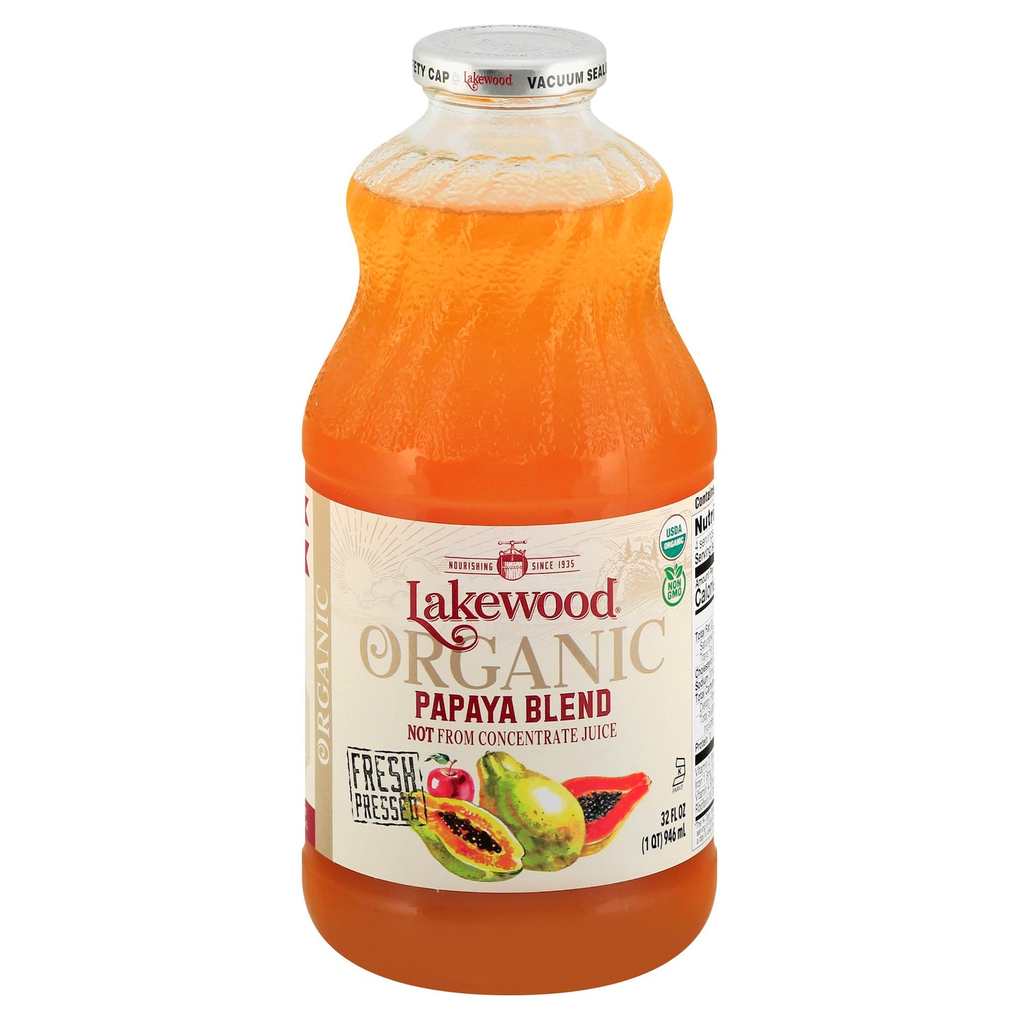 Lakewood Juice Papaya Organic 32 FO (Pack of 6)